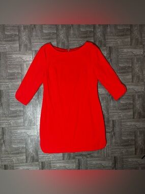 Vince Camuto Red Dress Sheath Career Cocktail 3/4 Sleeve Size 14